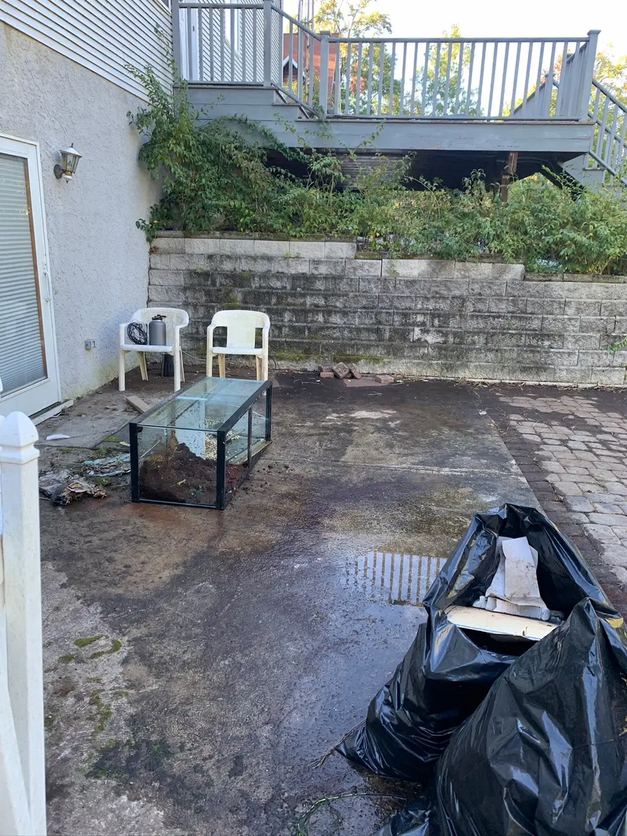 Yard debris bagged during the poolside cleanup